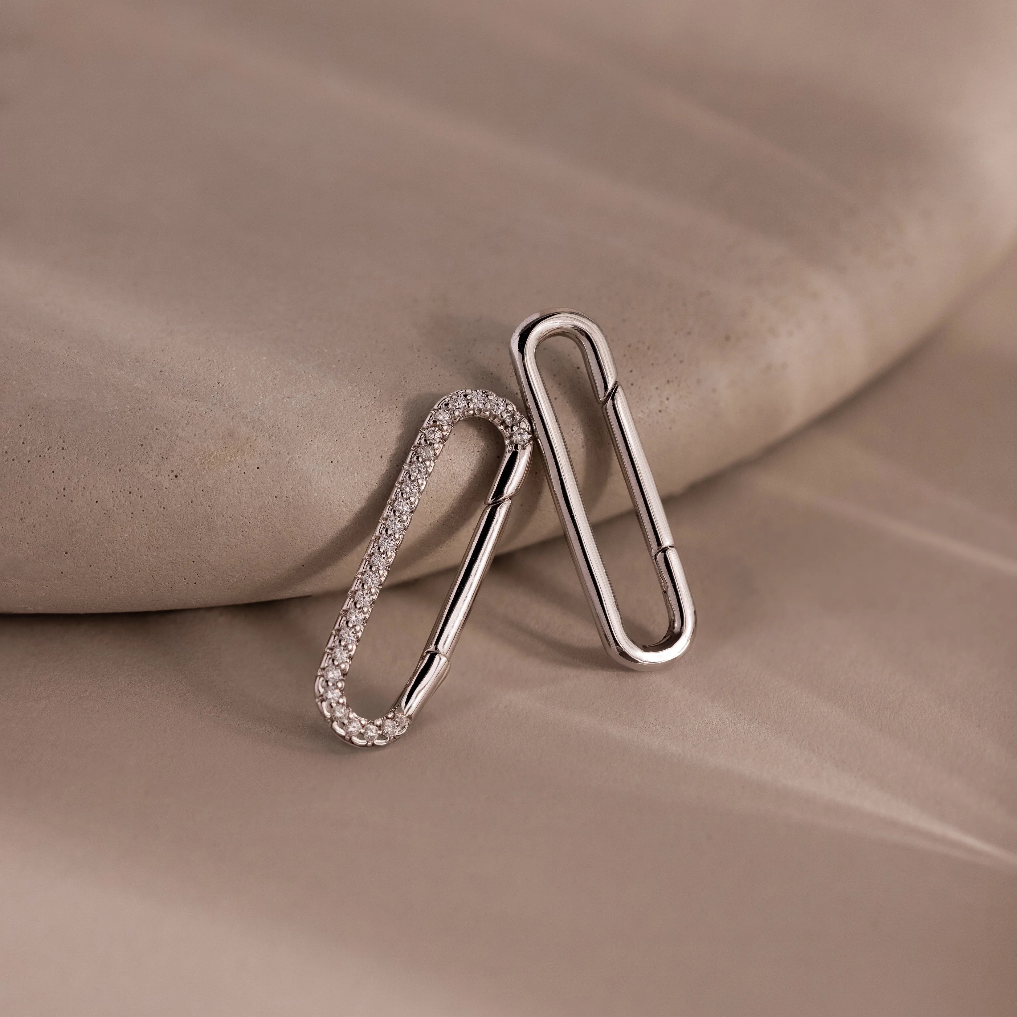 Multipurpose Pave Link Clasp Set Silver 18K Gold Plated