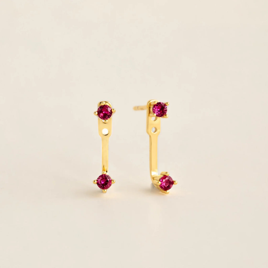 Ruby Ear Jackets Silver 18K Gold Plated
