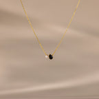 Teardrop Birthstone & Pearl Necklace Silver 18K Gold Plated