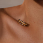 Mixed Metal Linked Ring Set Silver 18K Gold Plated