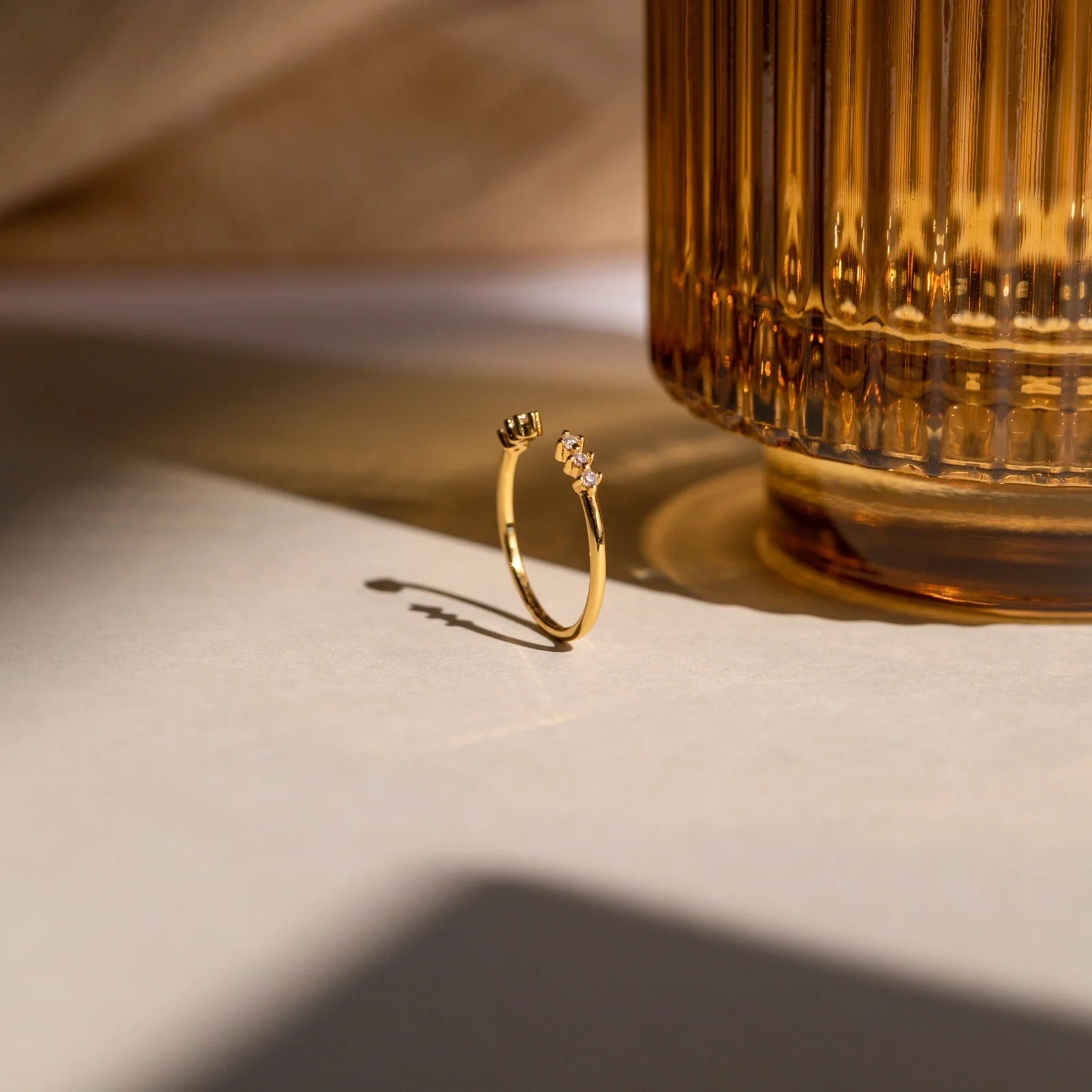 Serafina Diamond Ring Silver 18K Gold Plated