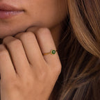 Round Jade Ring Silver 18K Gold Plated