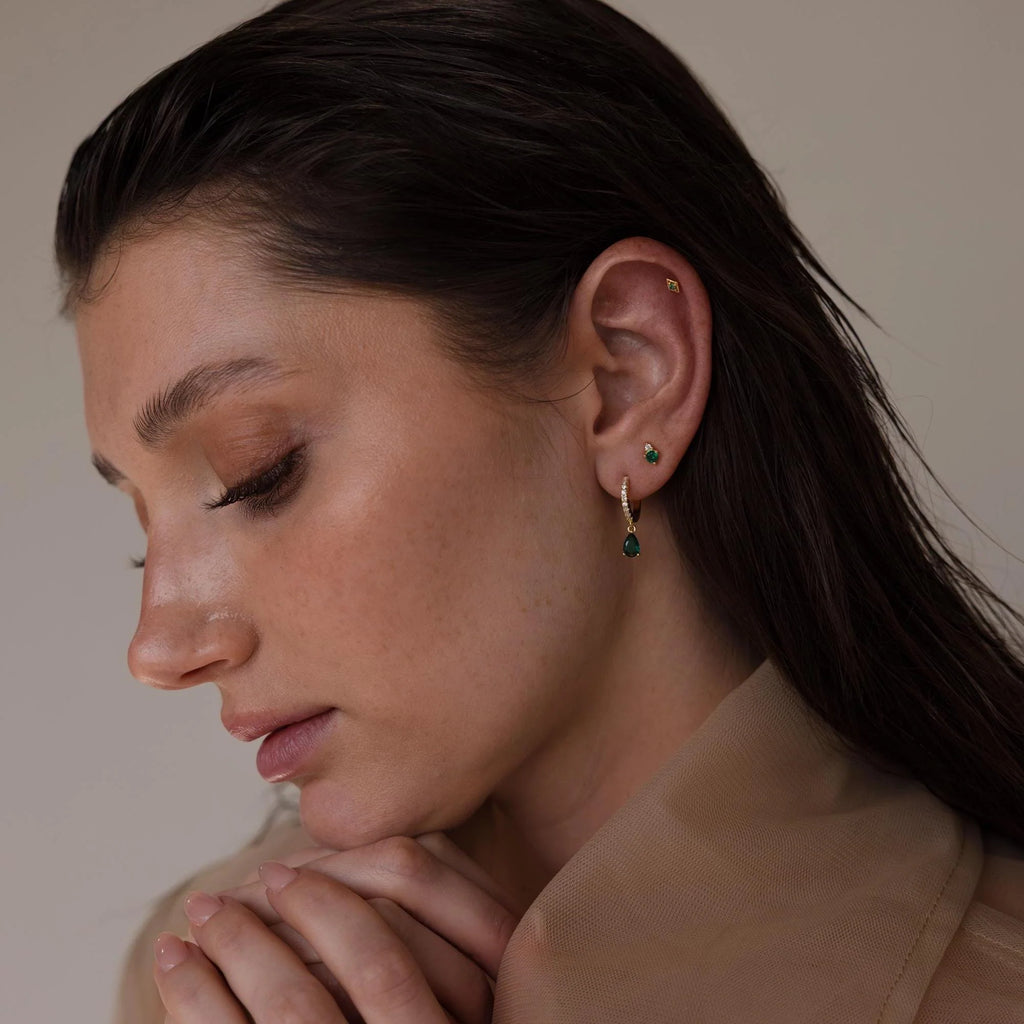 Alexandrite Flat Back Studs Silver 18K Gold Plated
