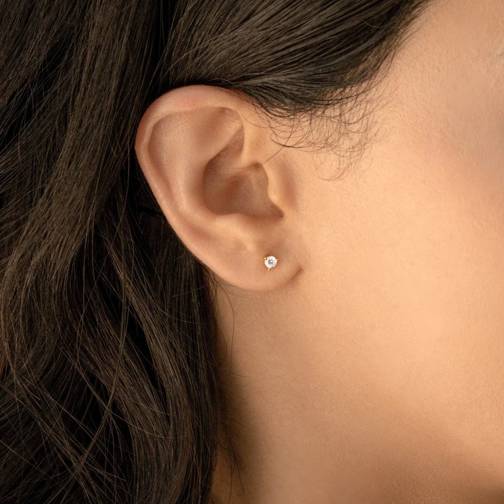 Elena Diamond Studs Silver 18K Gold Plated