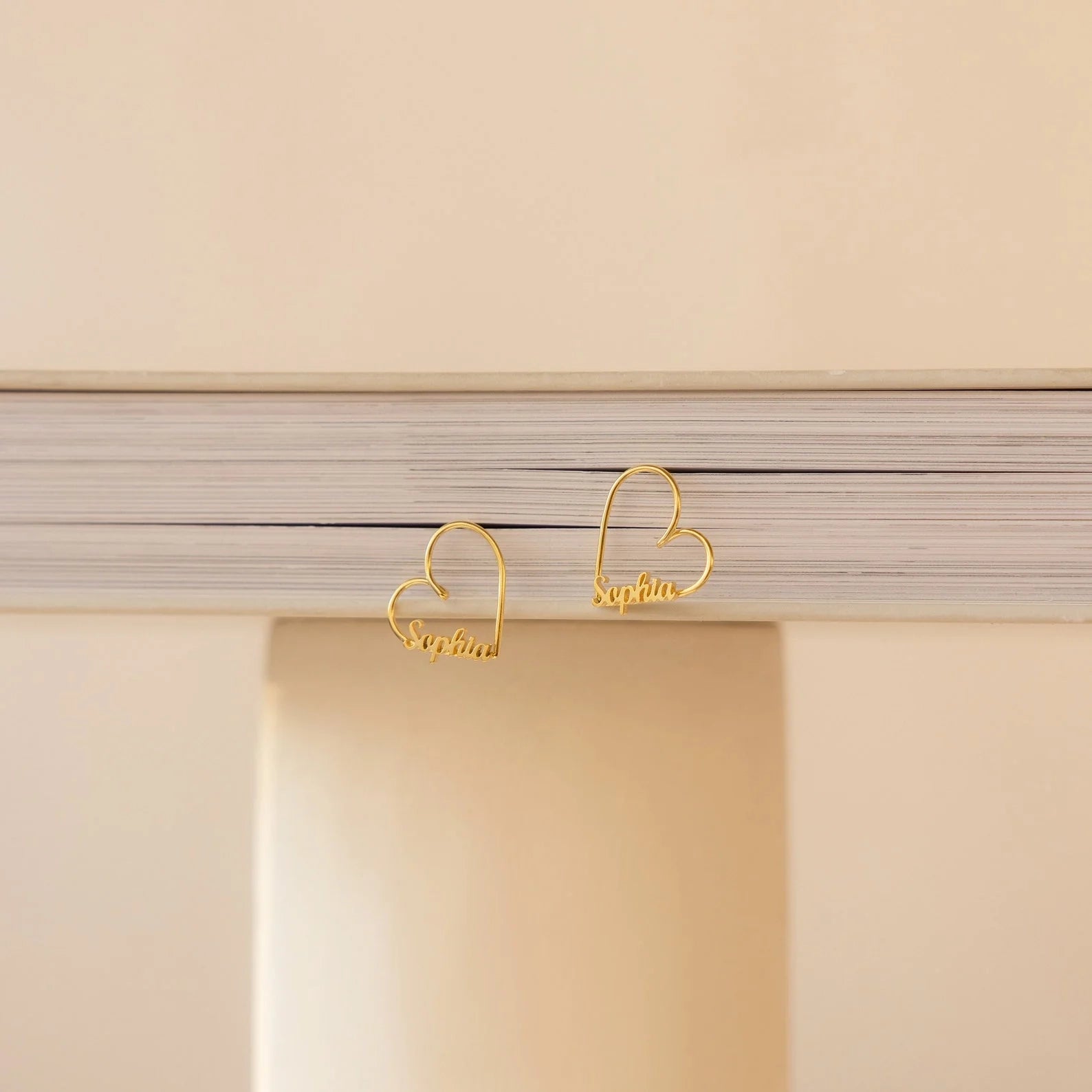 London Heart Name Earrings Silver 18K Gold Plated