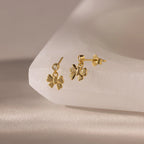 Diamond Bow Drop Studs Silver 18K Gold Plated