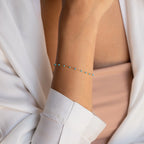Turquoise Beads Station Bracelet Silver 18K Gold Plated