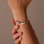 Organic Wavy Cuff Bracelet Silver 18K Gold Plated