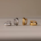Duo Pave Dome Studs Silver 18K Gold Plated
