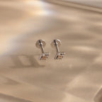 Geometric Topaz Flat Back Studs Silver 18K Gold Plated