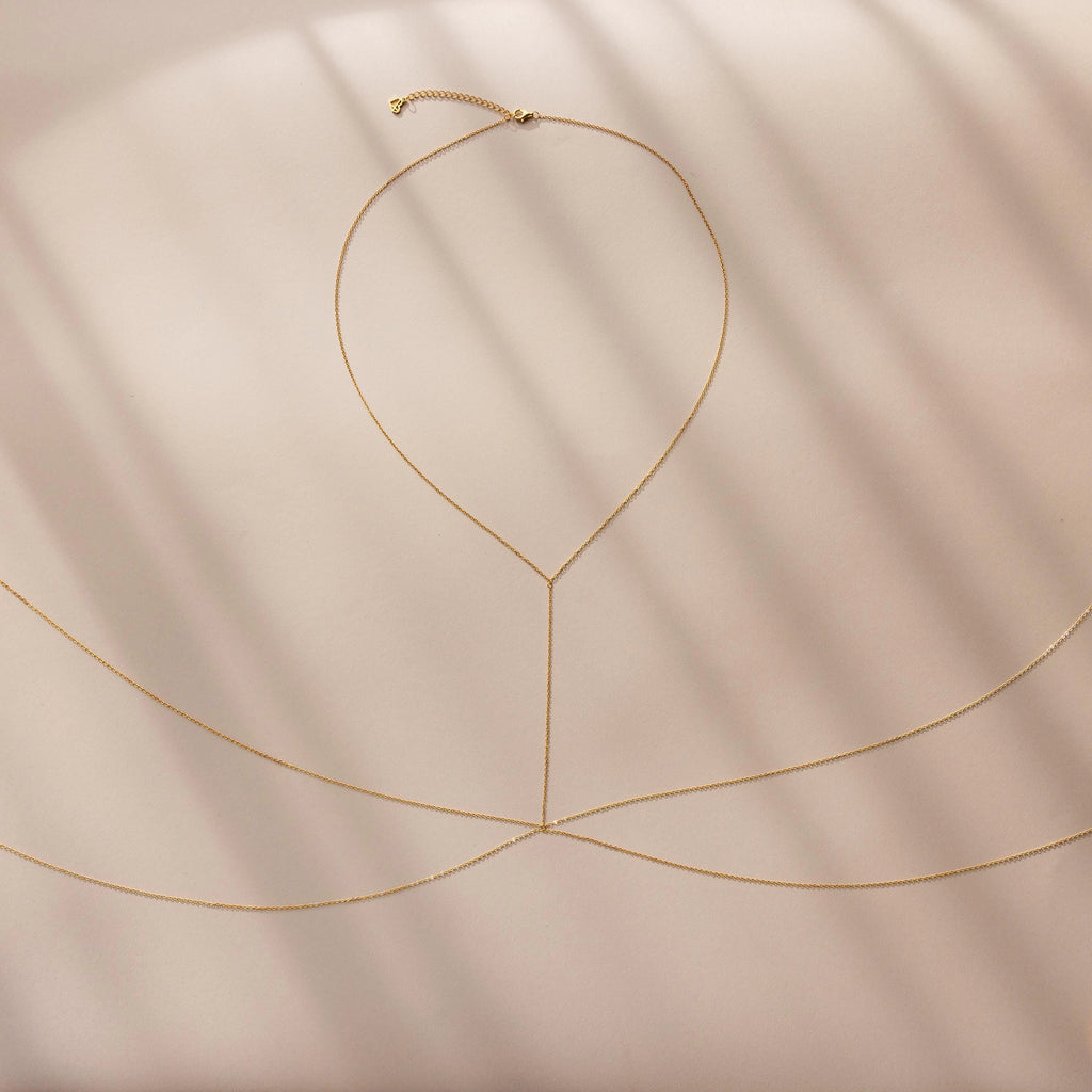 Dainty Layered Body Chain Silver 18K Gold Plated