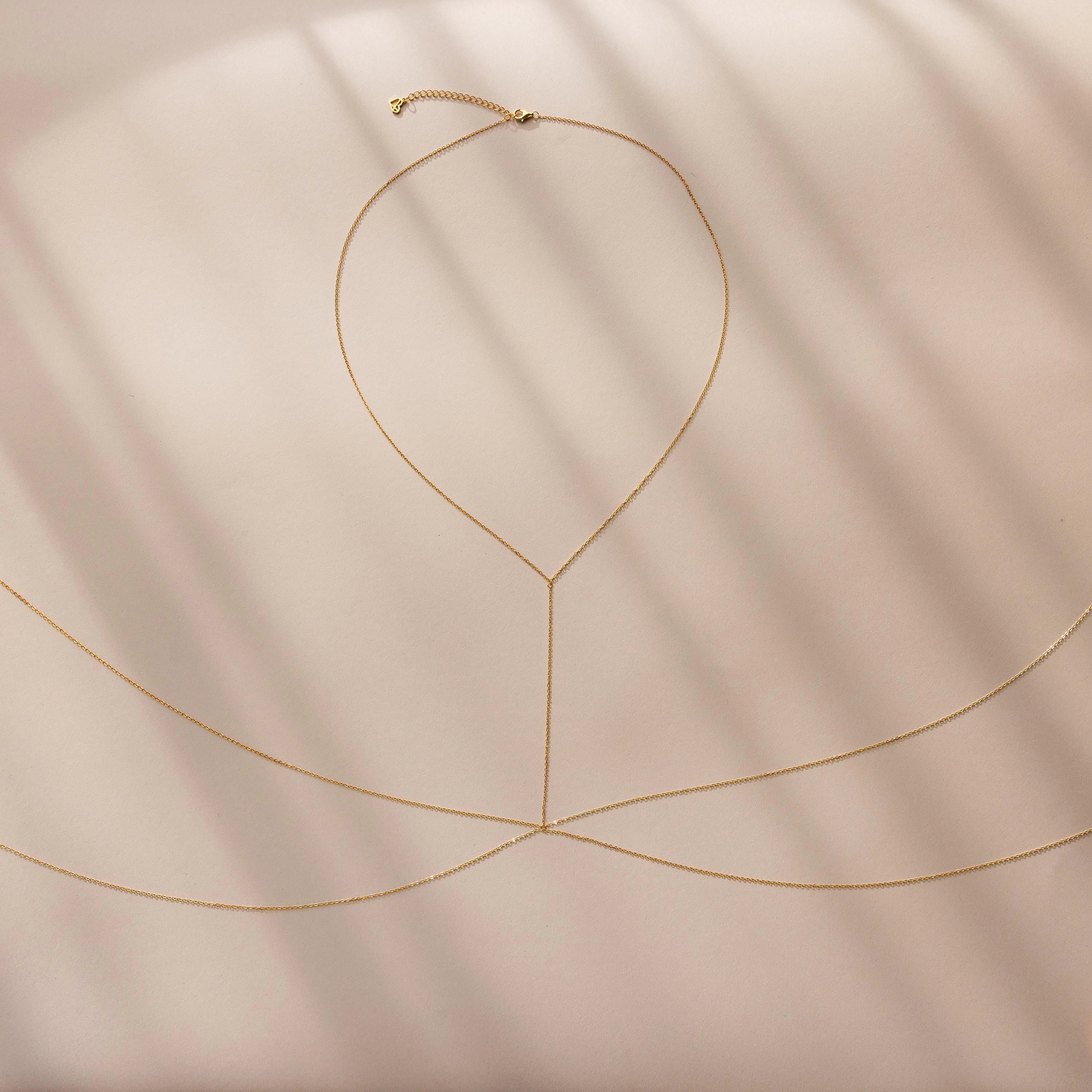 Dainty Layered Body Chain Silver 18K Gold Plated