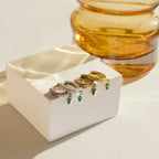 Emerald Dagger Charm Huggies Silver 18K Gold Plated