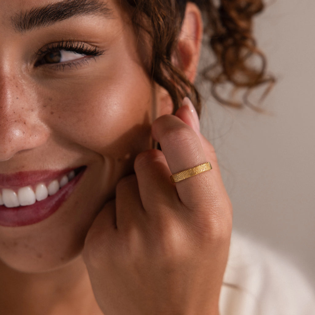 Organic Fingerprint Band Silver 18K Gold Plated