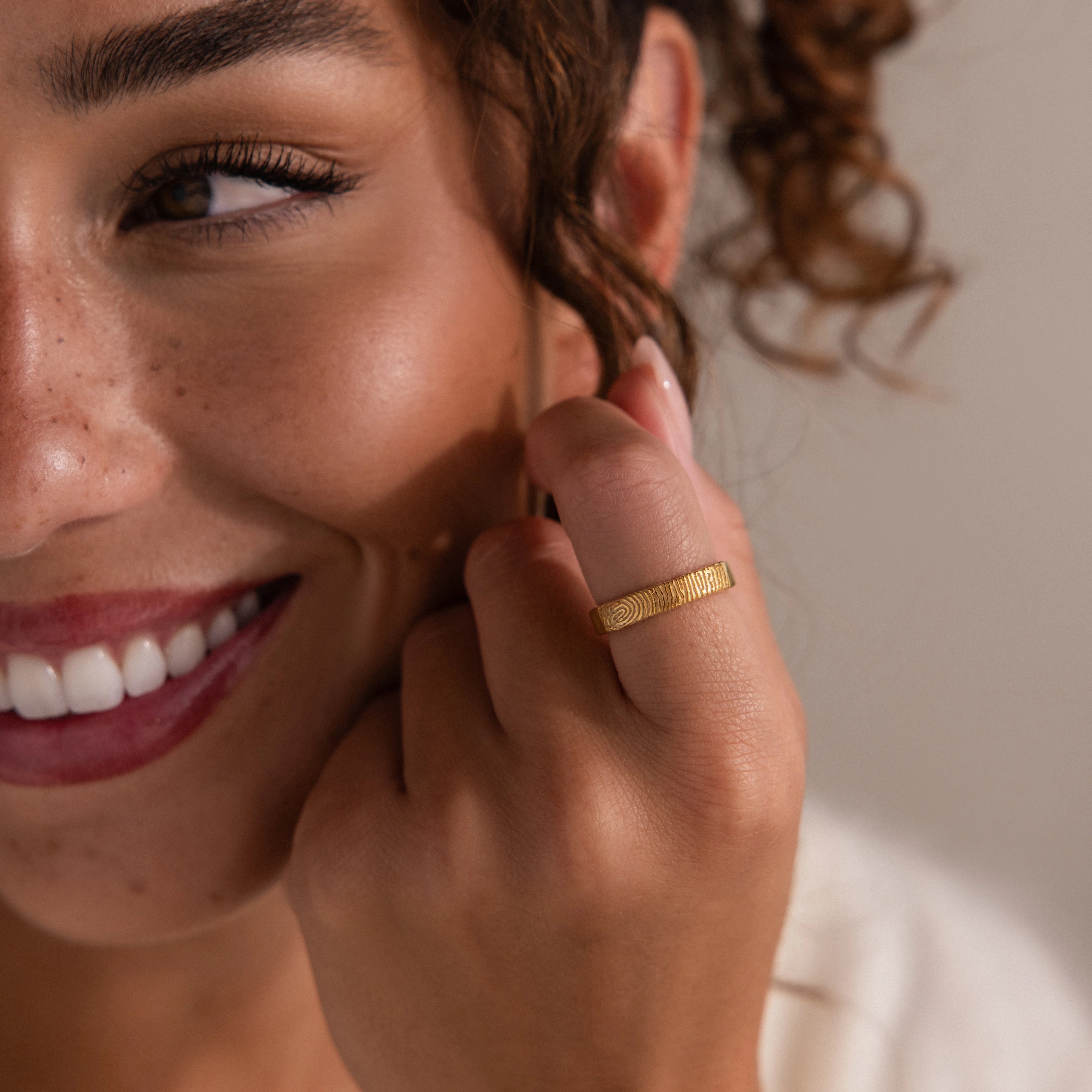 Organic Fingerprint Band Silver 18K Gold Plated