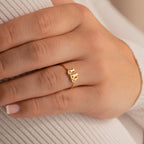 Pet Initial Ring Silver 18K Gold Plated