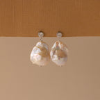 Diamond Baroque Pearl Studs Silver 18K Gold Plated