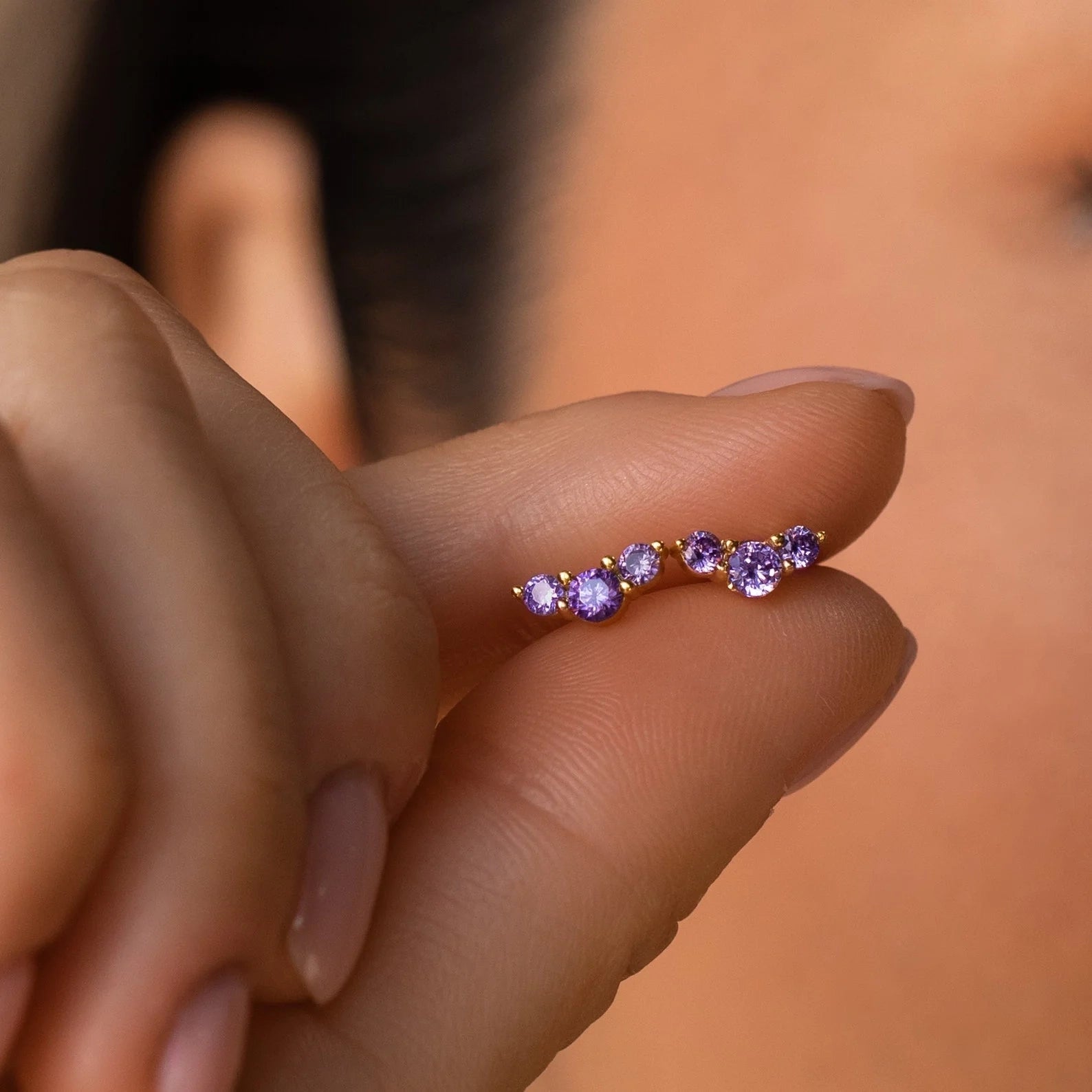 Topaz Stud Earrings Silver 18K Gold Plated
