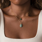 Diamonds Celestial Aventurine Pendant Necklace Silver 18K Gold Plated