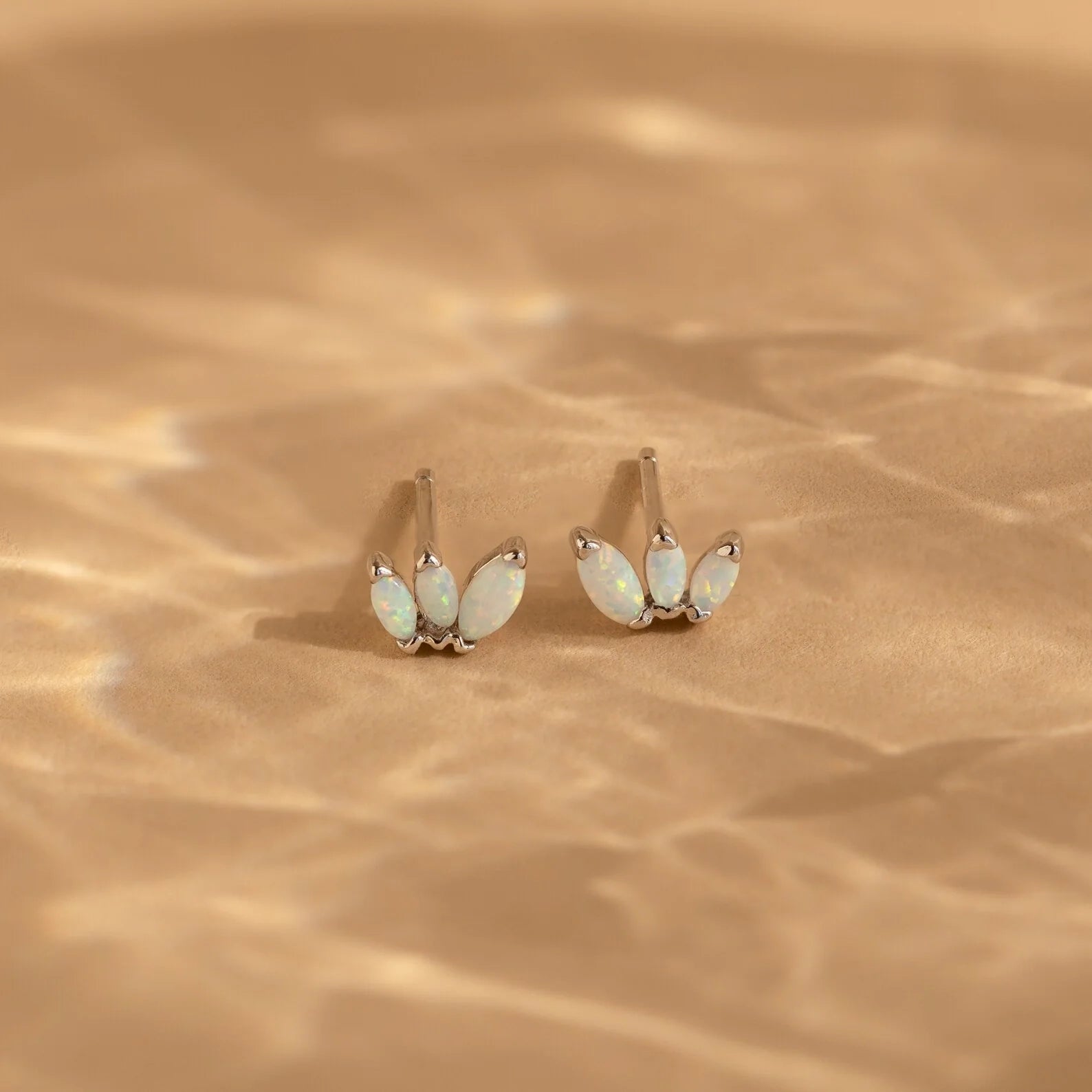 Opal Marquise Studs Silver 18K Gold Plated