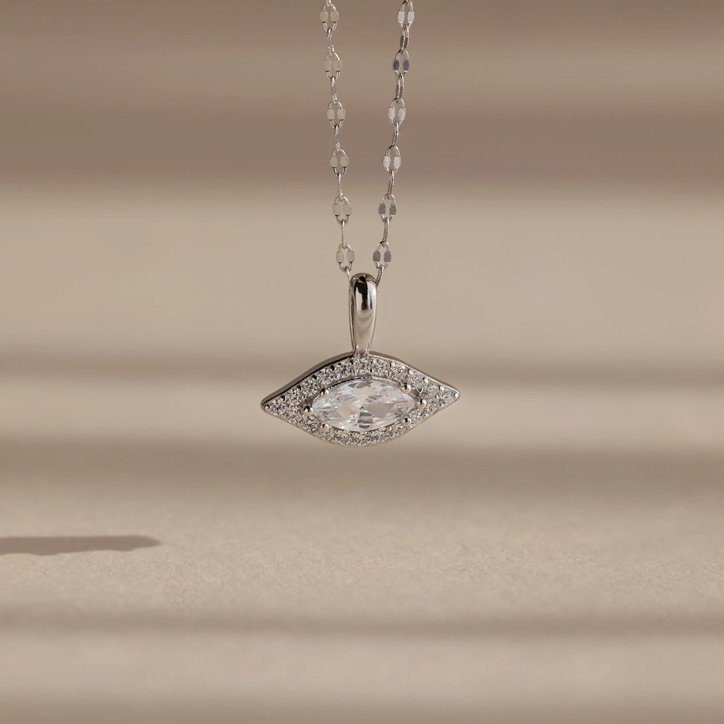 Diamond Pave Evil Eye Charm Silver 18K Gold Plated