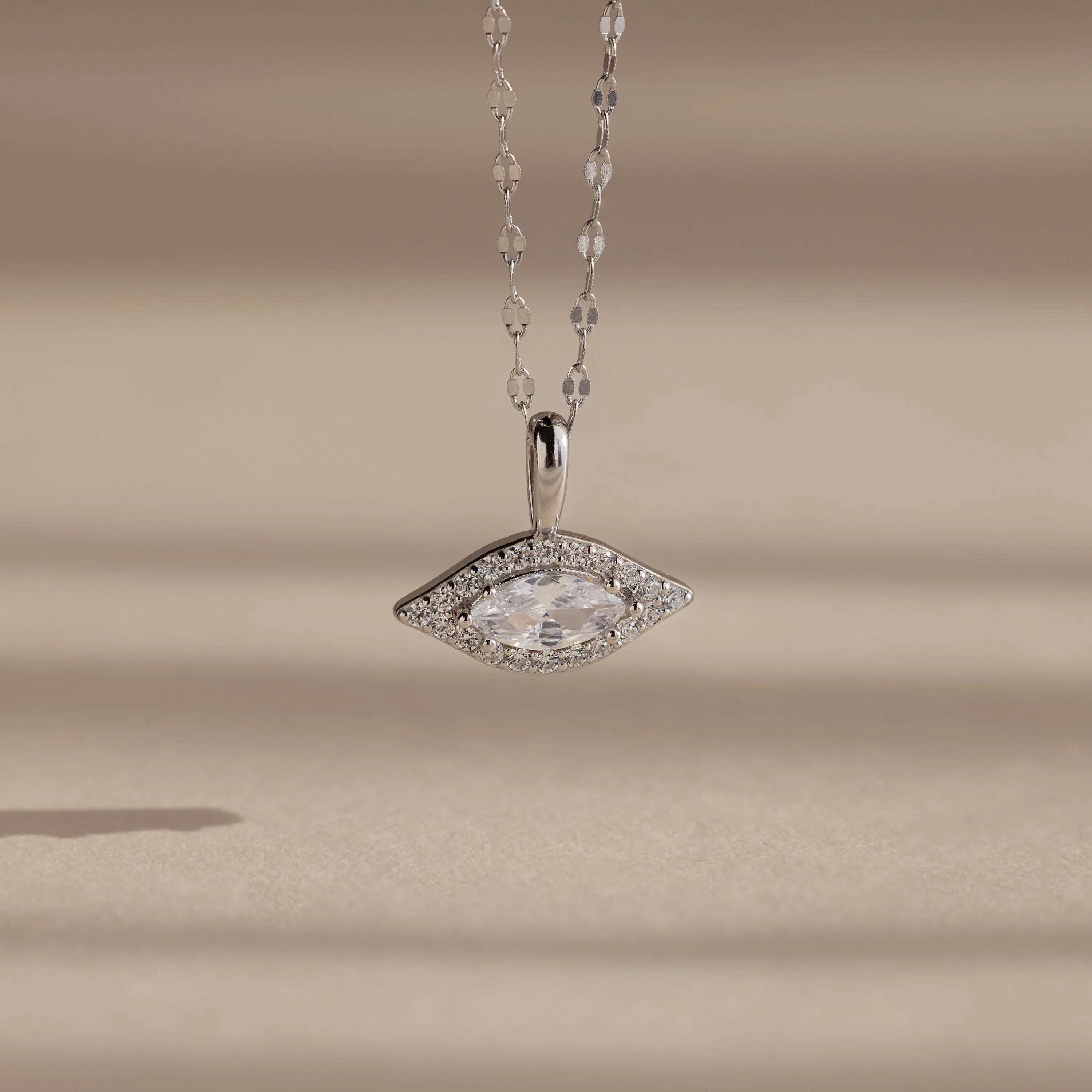 Diamond Pave Evil Eye Charm Silver 18K Gold Plated