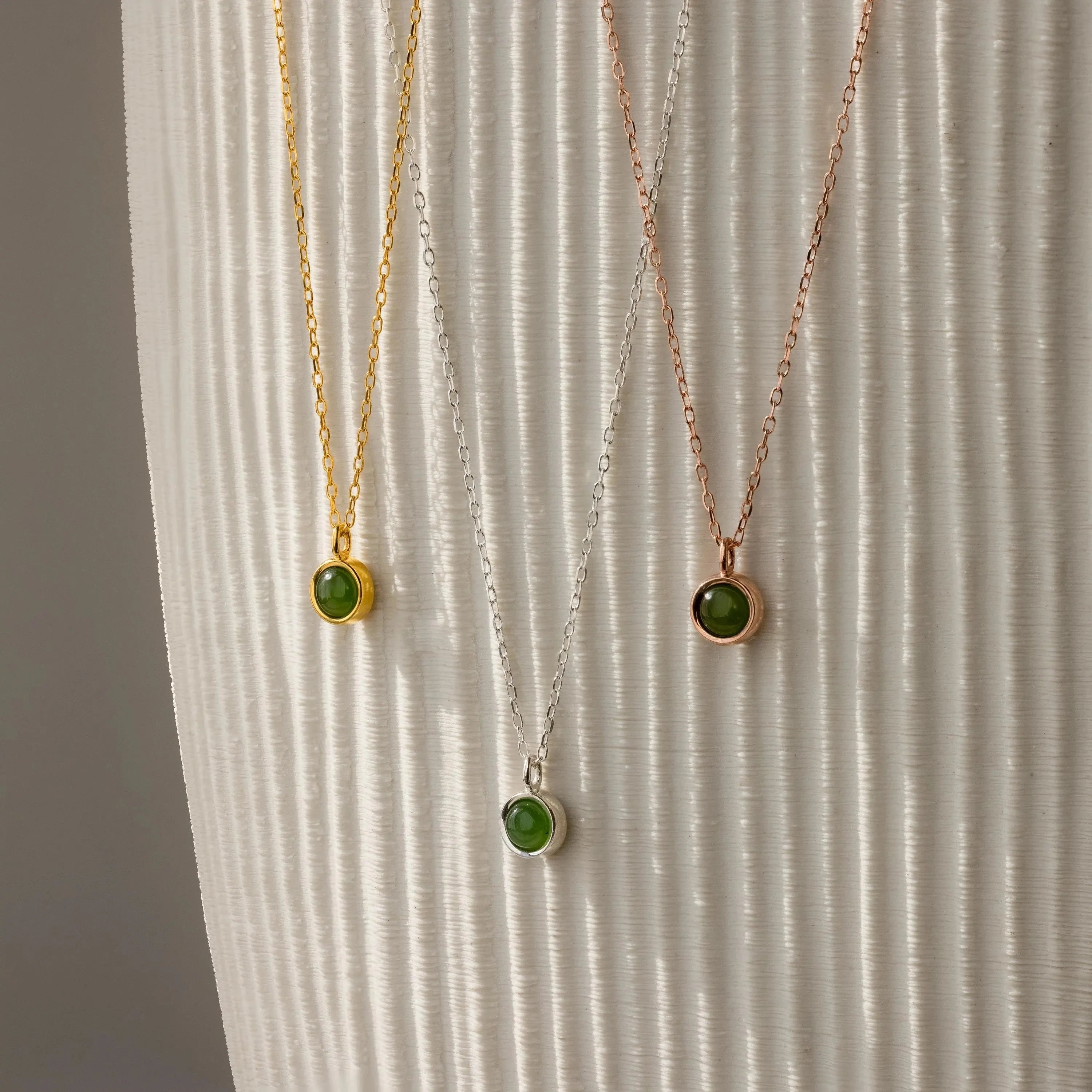 Jade Charm Necklace Silver 18K Gold Plated