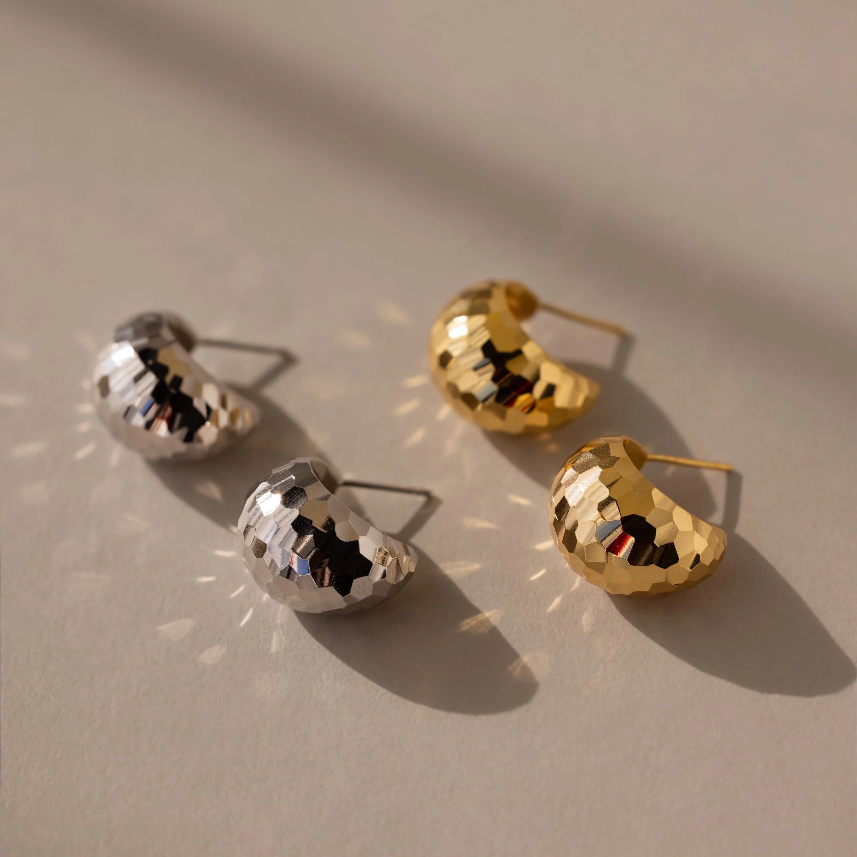 Bold Disco Earrings Silver 18K Gold Plated