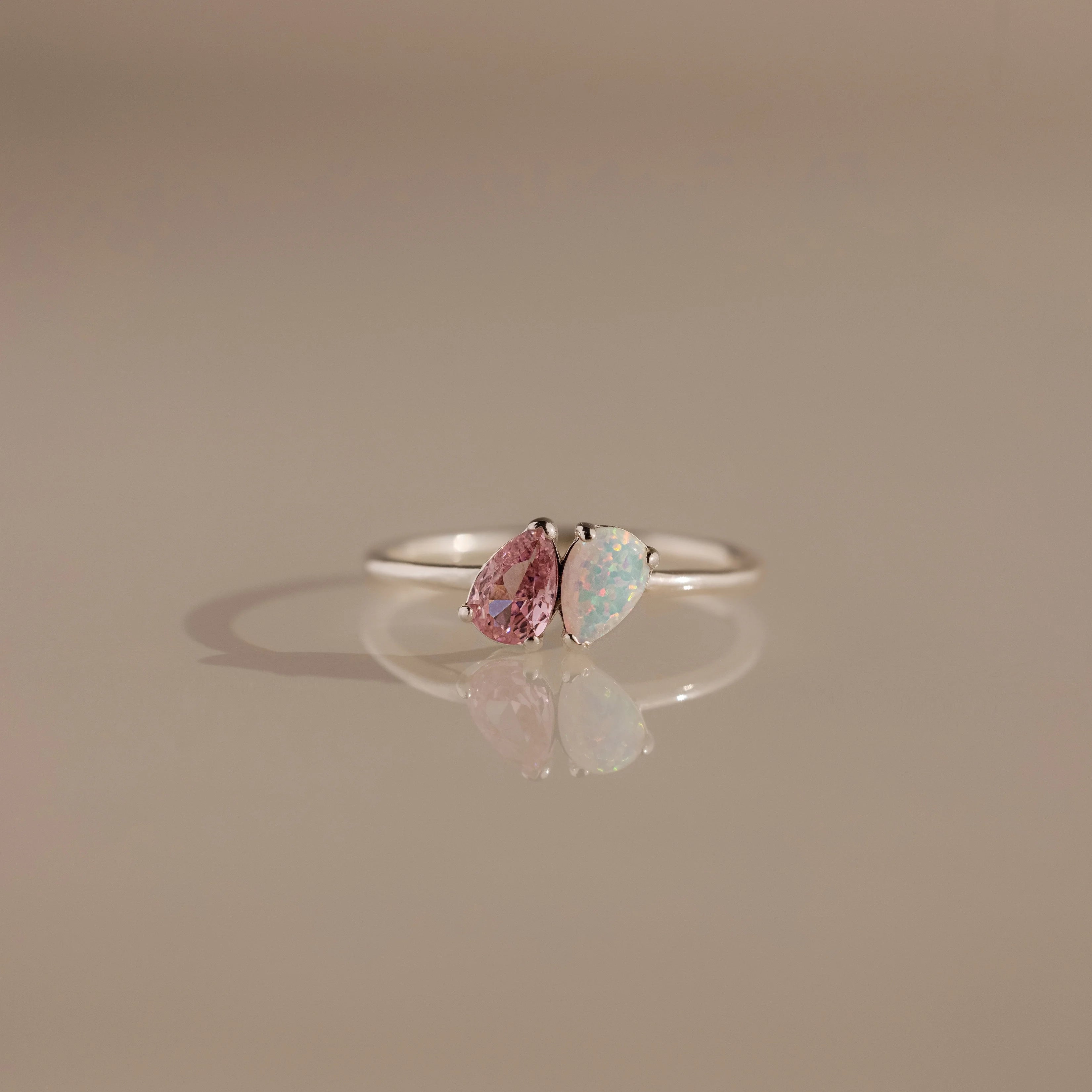 Duo Pear Toi Et Moi Ring Silver 18K Gold Plated