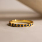 Art Deco Birthstone Eternity Ring Silver 18K Gold Plated