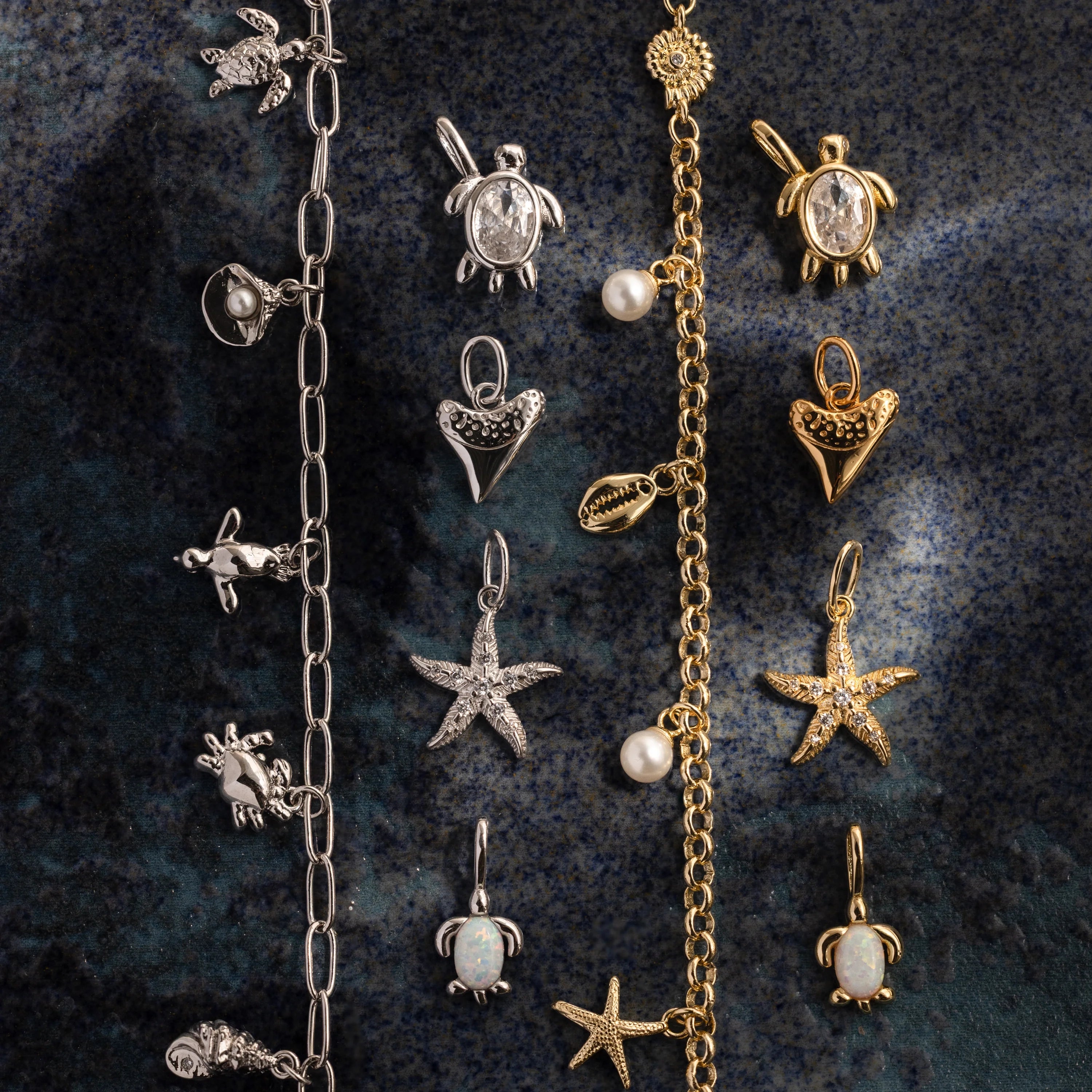 Dainty Shark Tooth Charm Silver 18K Gold Plated
