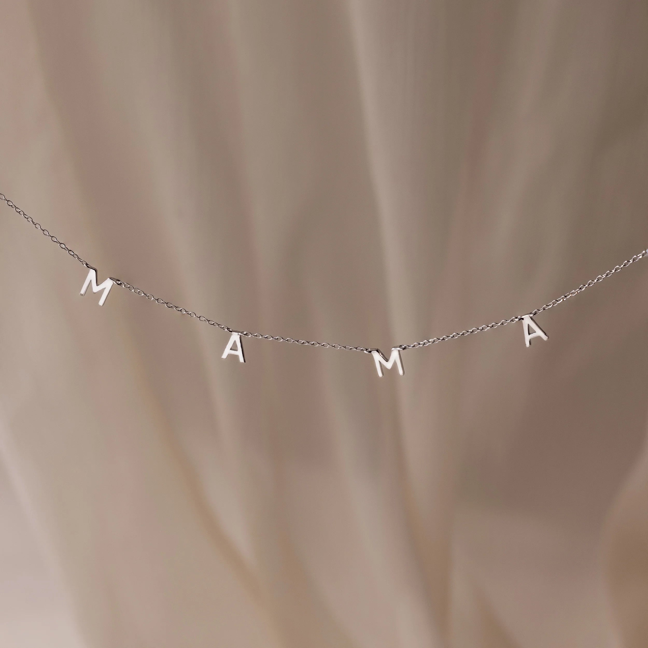 Mama Letter Necklace Silver 18K Gold Plated