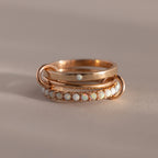 Opal Triple Linked Ring Set Silver 18K Gold Plated