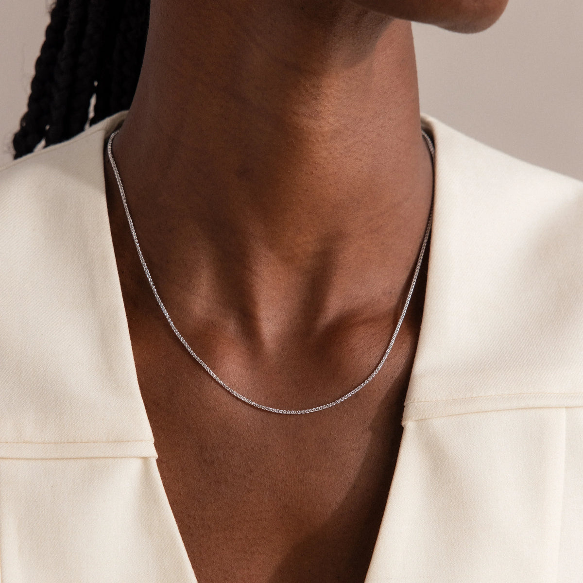 Woven Chain Necklace Silver 18K Gold Plated
