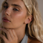 Opal Cluster Flatback Studs Silver 18K Gold Plated