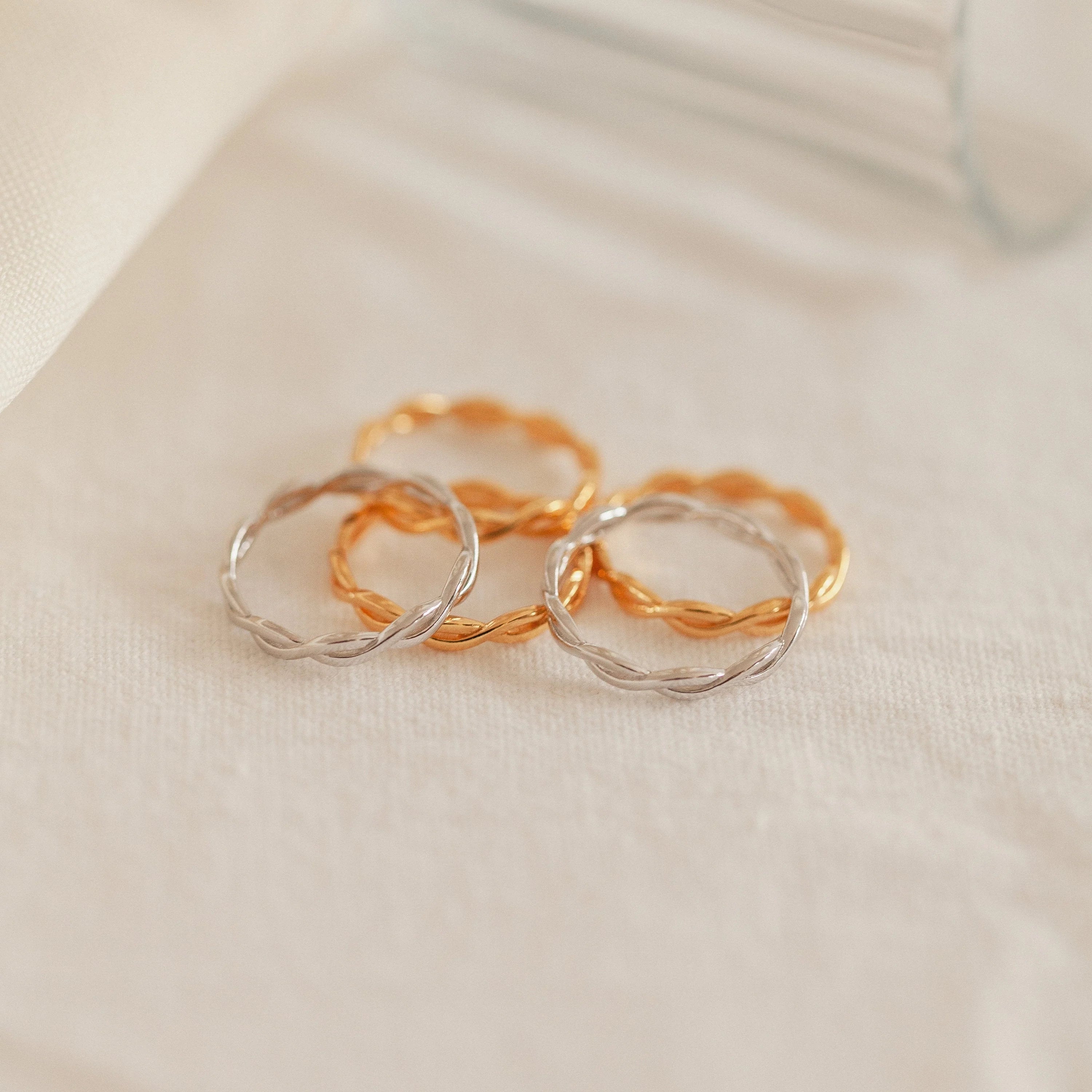 Braided Eternity Ring Silver 18K Gold Plated