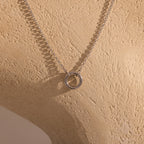 Cable Circle Charm Necklace Silver 18K Gold Plated