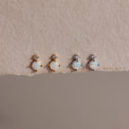 Opal & Diamond Flatback Studs Silver 18K Gold Plated