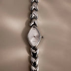 Geometric Oval Timepiece Silver 18K Gold Plated