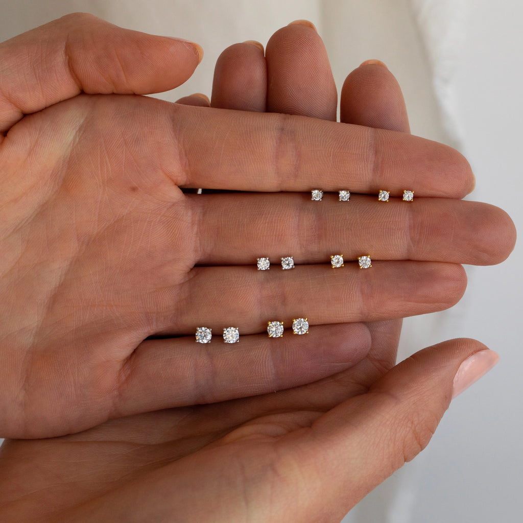 Booker Diamond Studs Set Silver 18K Gold Plated