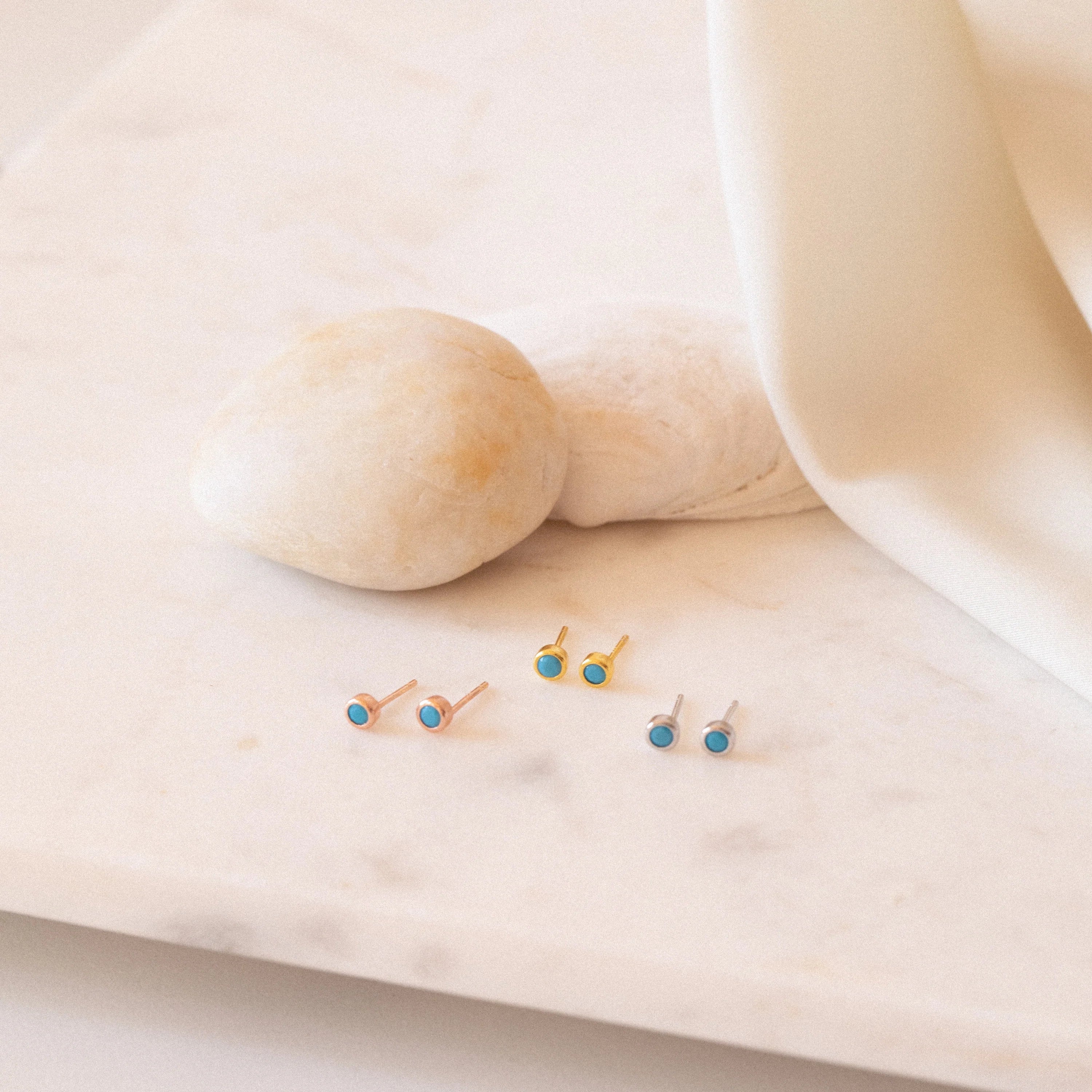 Ariel Turquoise Studs Silver 18K Gold Plated