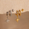Opal Starburst Earrings Set Silver 18K Gold Plated