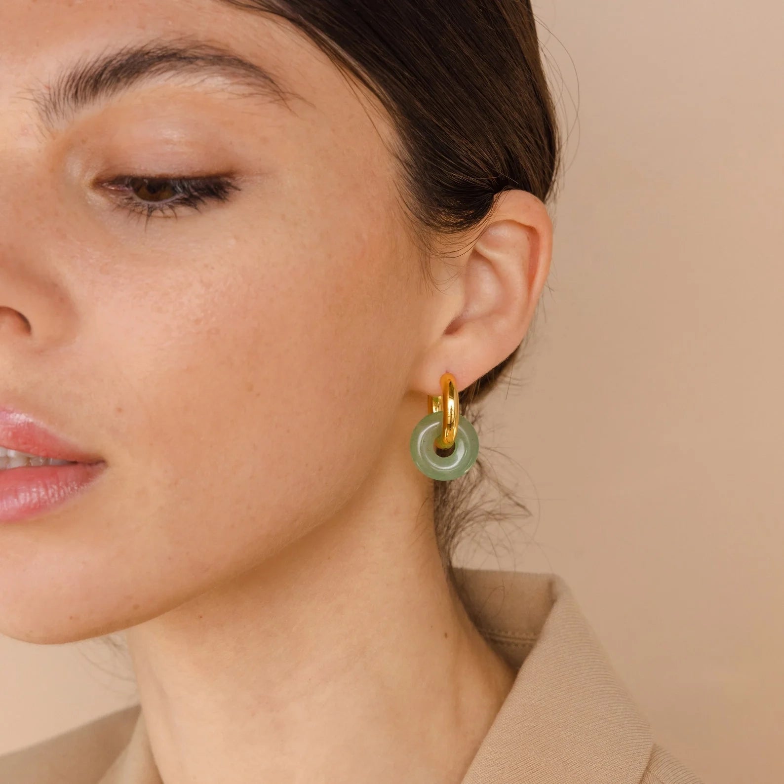 Clara Jade Duo Hoops Silver 18K Gold Plated