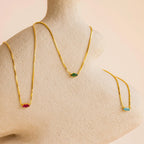 Dainty Marquise Birthstone Necklace Silver 18K Gold Plated