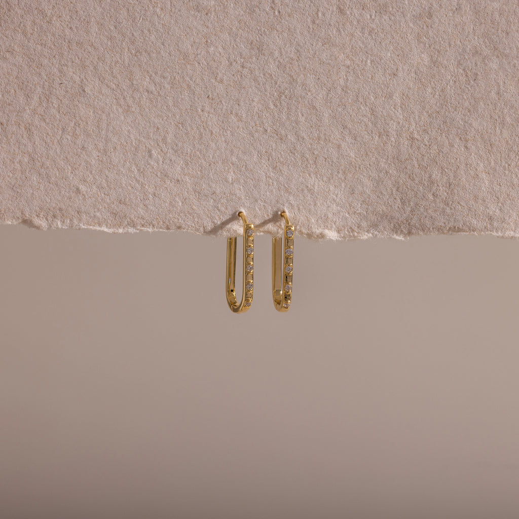 Dainty Pave Link Earrings  Silver 18K Gold Plated