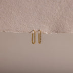 Dainty Pave Link Earrings  Silver 18K Gold Plated