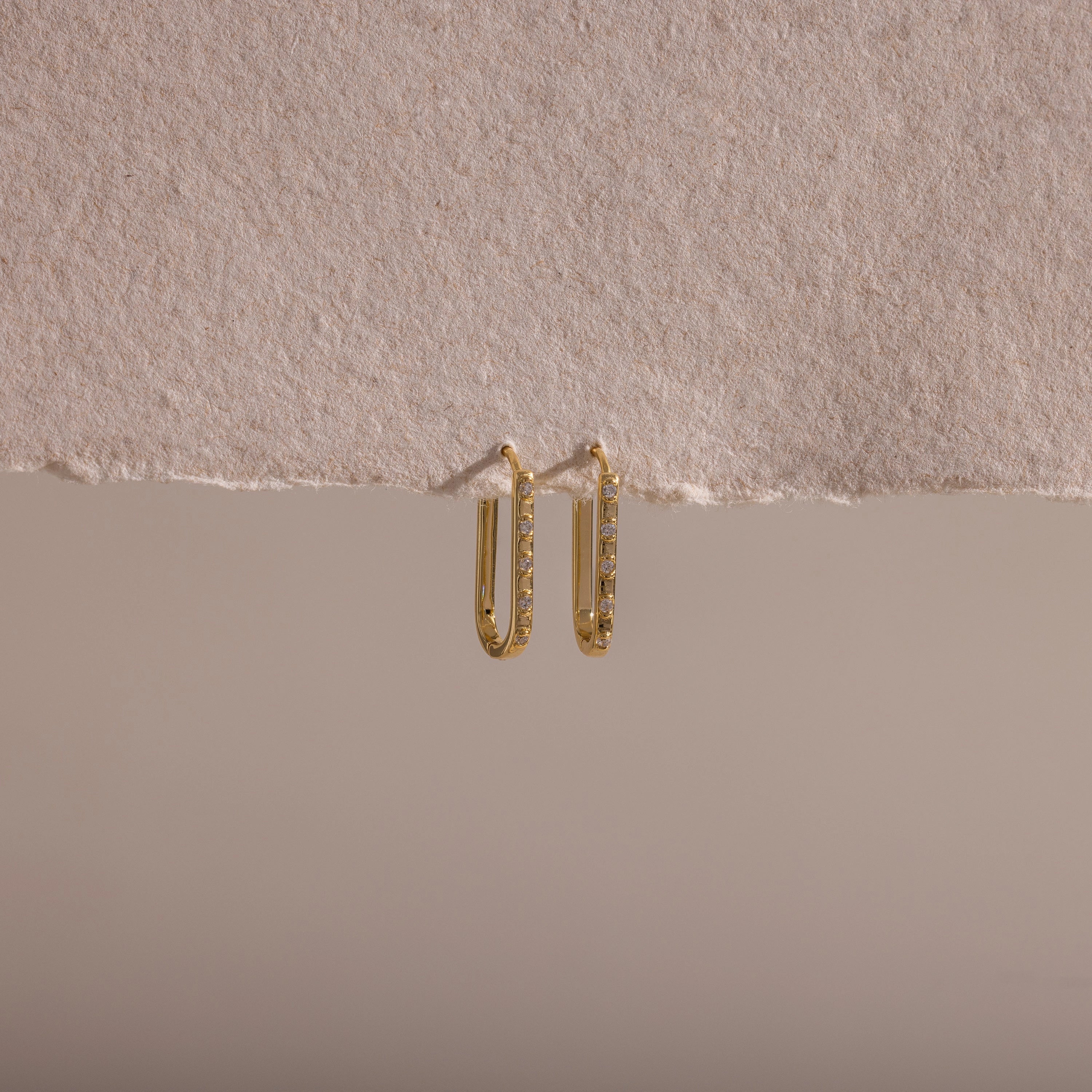 Dainty Pave Link Earrings  Silver 18K Gold Plated