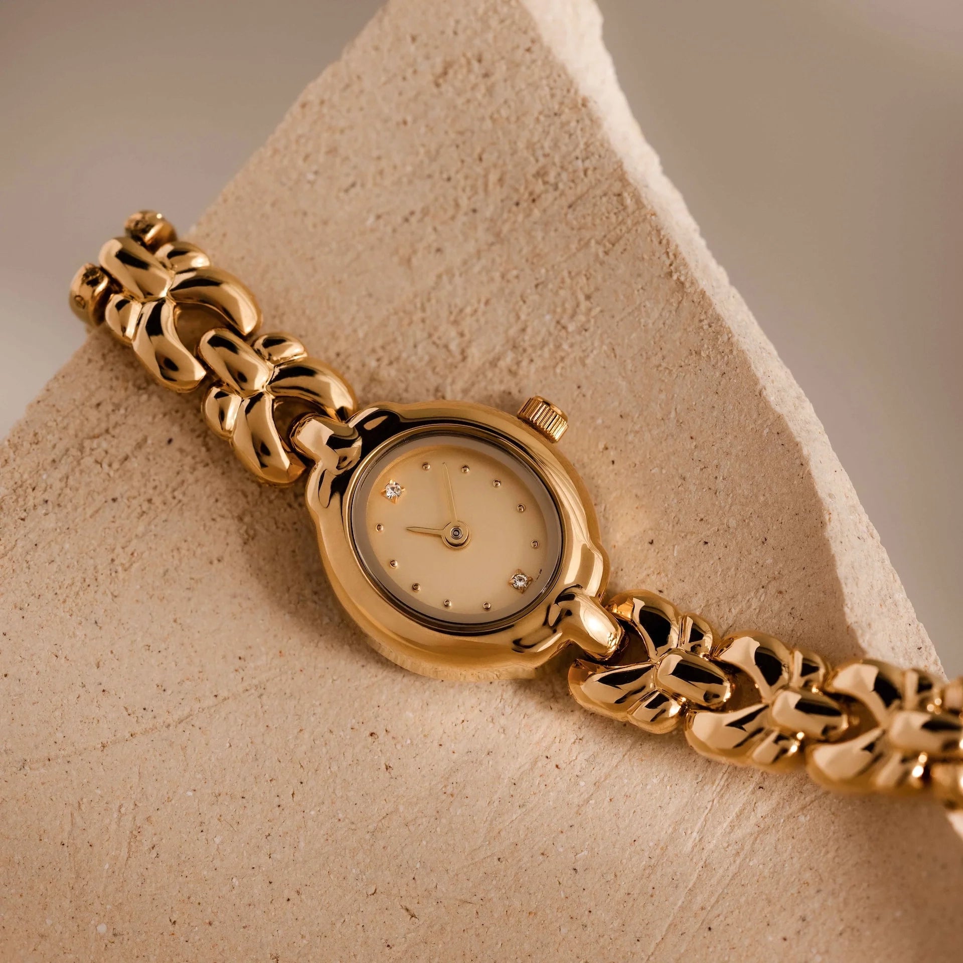 Petite Oval Link Timepiece Silver 18K Gold Plated