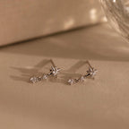 Diamond Starburst Drop Studs Silver 18K Gold Plated