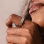 Ribbed Name Signet Ring Silver 18K Gold Plated